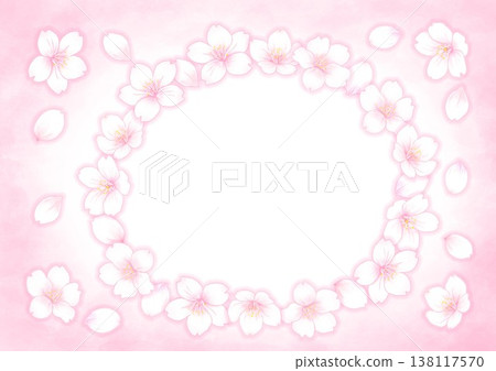 Cherry blossom design_oval_pink background Cherry blossom design_oval_pink background 138117570