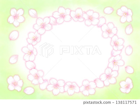 櫻花材質_橢圓形_淺綠色背景 138117571