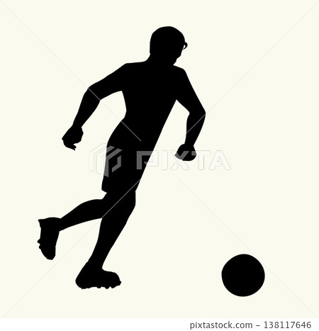 Vector drawing. Strong football player kick the ball 138117646