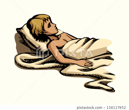 Vector drawing. Sick baby sleeping 138117652