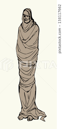 Vector drawing. A resurrected man in shrouds 138117662