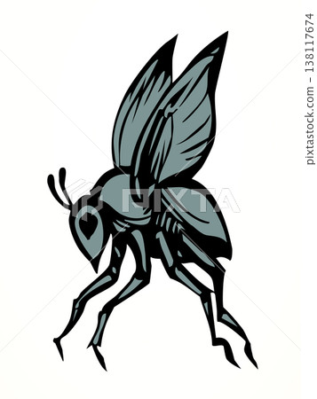 Vector drawing. Dogfly. One of the Plagues of Egypt. 138117674