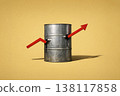 an oil barrel with a rising arrow, generative AI 138117858