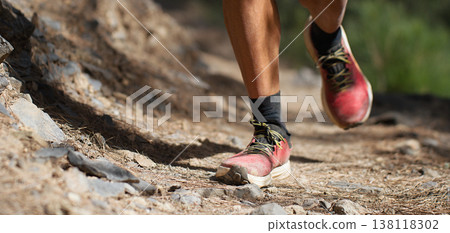 Walking or running exercise legs on rocky footpath in bright forest achievement fitness adventure and exercising in spring or summer nature motivation and inspirational activity Walking or running exercise legs on rocky footpath in bright forest achievement fitness adventure and exercising in spring or summer nature motivation and inspirational activity 138118302