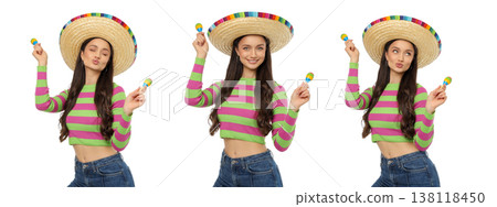 Young woman in sombrero celebrates Cinco de Mayo, PNG Young woman in sombrero celebrates Cinco de Mayo, PNG 138118450