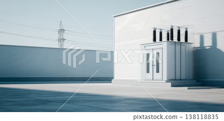 Industrial electrical transformer station exterior 138118835