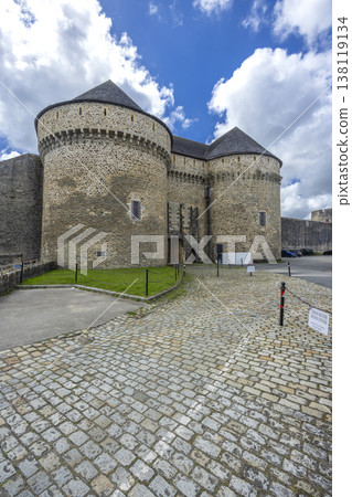 Chateau de Brest medieval fortress against blue sky in Brittany Chateau de Brest medieval fortress against blue sky in Brittany 138119134