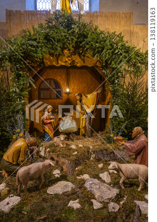 Nativity scene depicting birth of Jesus Christ in Prague 138119163