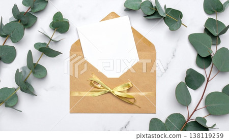A heartfelt with note nestled within a beautifully crafted envelope, surrounded 138119259