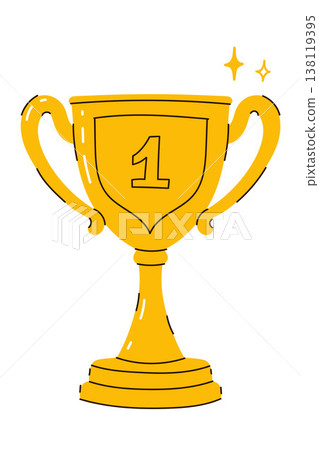 Simple golden trophy cup on a white background. Vector graphics. 138119395