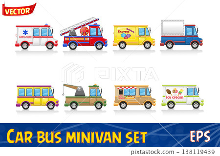 car bus minivan icon set vector illustration 138119439