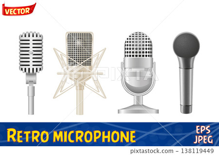 icon set of microphones vector illustration icon set of microphones vector illustration 138119449