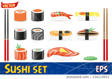 sushi asian food set icons vector illustration sushi asian food set icons vector illustration 138119451