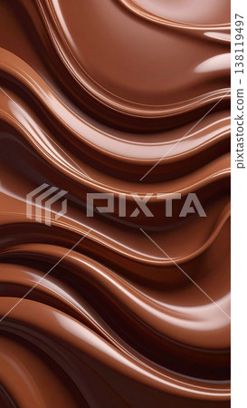 Melting rich chocolate creating smooth abstract waves 138119497