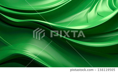 Abstract green smooth flowing satin curves background 138119505