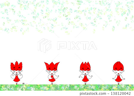 Girl character postcard - Girl, side step, falling leaves, young leaves Girl character postcard - Girl, side step, falling leaves, young leaves 138120042