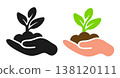 Hand holding tree growing, plant, sprout in a hand icon 138120111