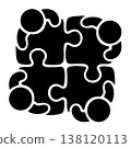 Four people trying to connect puzzle piece, jigsaw puzzle cute icon 138120113