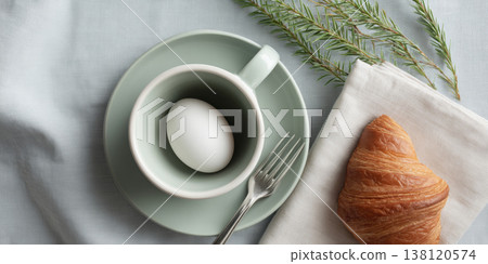 Easter spring breakfast flat lay 138120574