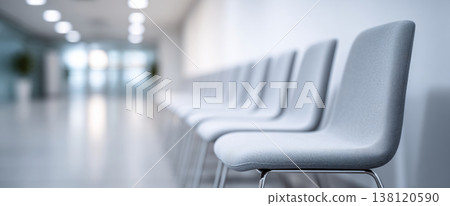 Row of modern chairs in waiting area 138120590