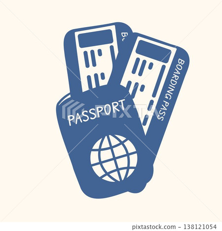 Travel icon with passport and boarding pass in flat style. Simple design for tourism, airport services, tickets and journey related concepts. 138121054