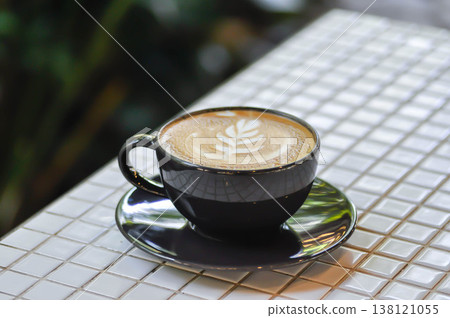 hot cofffee, cappuccino coffee or latte coffee or flat white or latte artor hot latte coffee 138121055