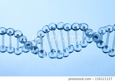Abstract cosmetic lab. Dna double helix model showing genetic molecular structure 138121137