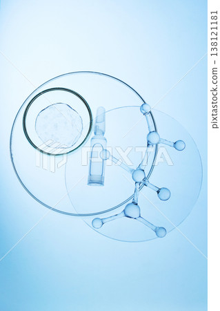 Abstract cosmetic lab. Scientific research investigating molecular structures and biotechnology in laboratory 138121181