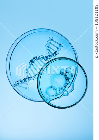 Abstract cosmetic lab. Dna helix in petri dish for genetic research Abstract cosmetic lab. Dna helix in petri dish for genetic research 138121185
