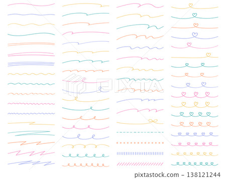 手繪線條向量插圖集。手繪、裝飾、塗鴉、線條藝術、心形 138121244