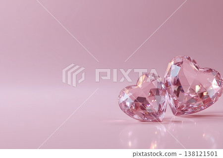 水晶粉紅心形背景 138121501