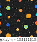 Space Planet Stars Constellation Seamless Pattern 138121613