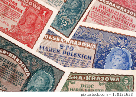 Old Polish money - Marks a background Old Polish money - Marks a background 138121638