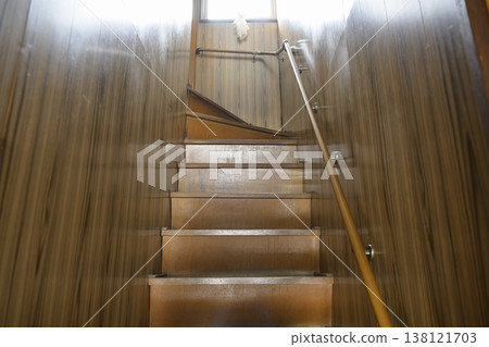 Staircase handrail after installation (before and after images) 138121703