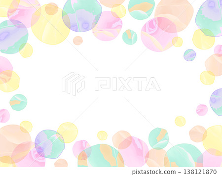 Candy-colored watercolor bubble frame/background 138121870