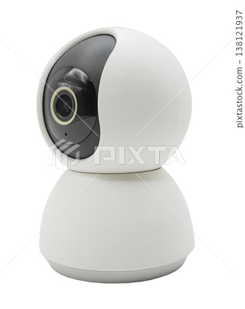 Side view of white wireless IP security camera isolated on white background Side view of white wireless IP security camera isolated on white background 138121937