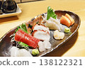 A colorful assortment of sashimi: tuna, octopus, and salmon 138122321