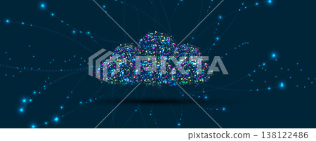 Cloud concept technology flat style background and network security 138122486