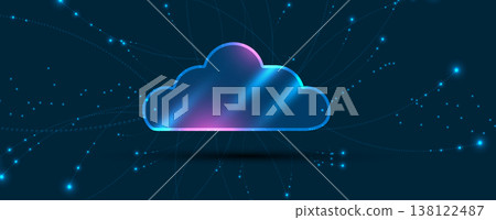 Cloud concept technology flat style background and network security 138122487