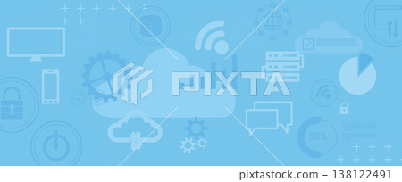 Cloud concept technology flat style background and network security Cloud concept technology flat style background and network security 138122491