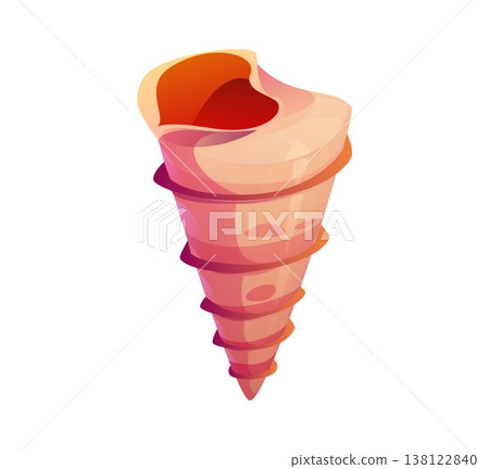Sea coral reef turritella cartoon seashell or mussel. Coral reef isolated seashell, ocean life cartoon shell. Underwater mollusk aquatic mussel Sea coral reef turritella cartoon seashell or mussel. Coral reef isolated seashell, ocean life cartoon shell. Underwater mollusk aquatic mussel 138122840