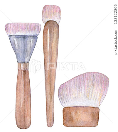 Watercolor illustrations, hand-drawn illustrations, cosmetic goods 138122866