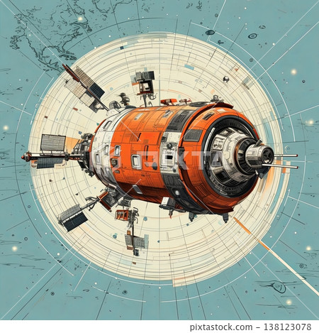 Futuristic Space Station Orbiting Earth, Advanced Spacecraft Design, Exploration Concept Futuristic Space Station Orbiting Earth, Advanced Spacecraft Design, Exploration Concept 138123078