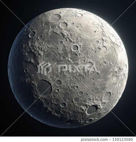 Detailed Moon Surface with Craters and Textures, Lunar Landscape for Space Exploration and Science 138123080