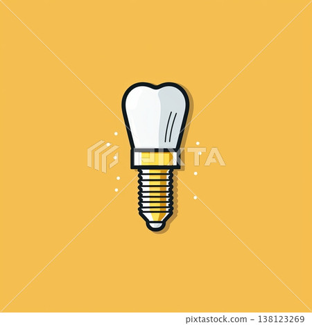 Modern Dental Implant Icon Isolated on Yellow Background. Creative Dental Care Concept 138123269