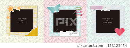 Realistic design photo frames on seamless pattern.  138123454