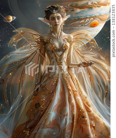 一位美艷動人、宛如仙女般的女子,其靈感源自木星(太空/奇幻) 一位美艷動人、宛如仙女般的女子,其靈感源自木星(太空/奇幻) 138123835