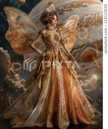 以太空和木星為主題的高貴仙女角色素材。 138123836