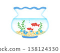 Illustration of a goldfish bowl with a summer theme 138124330