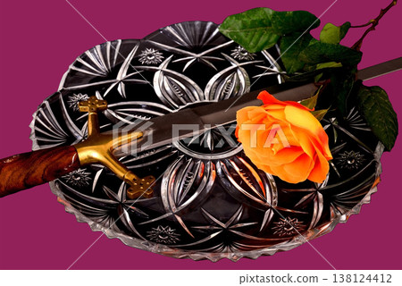 Sword and Rose On Crystal 138124412